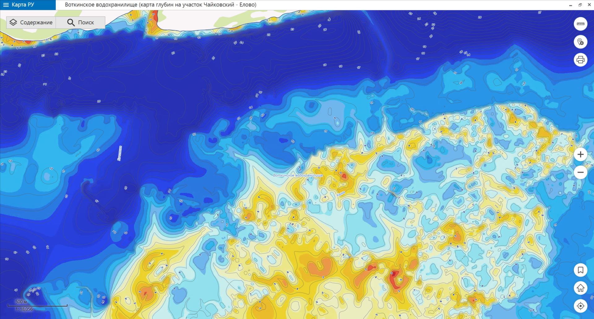 Карта глубин воткинского водохранилища