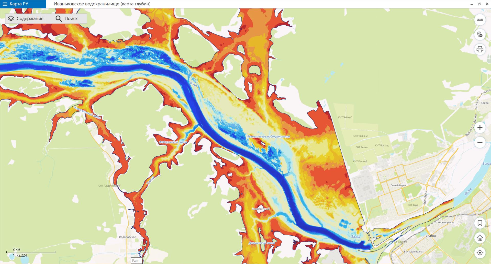 Карта глубин уводьского водохранилища ивановской